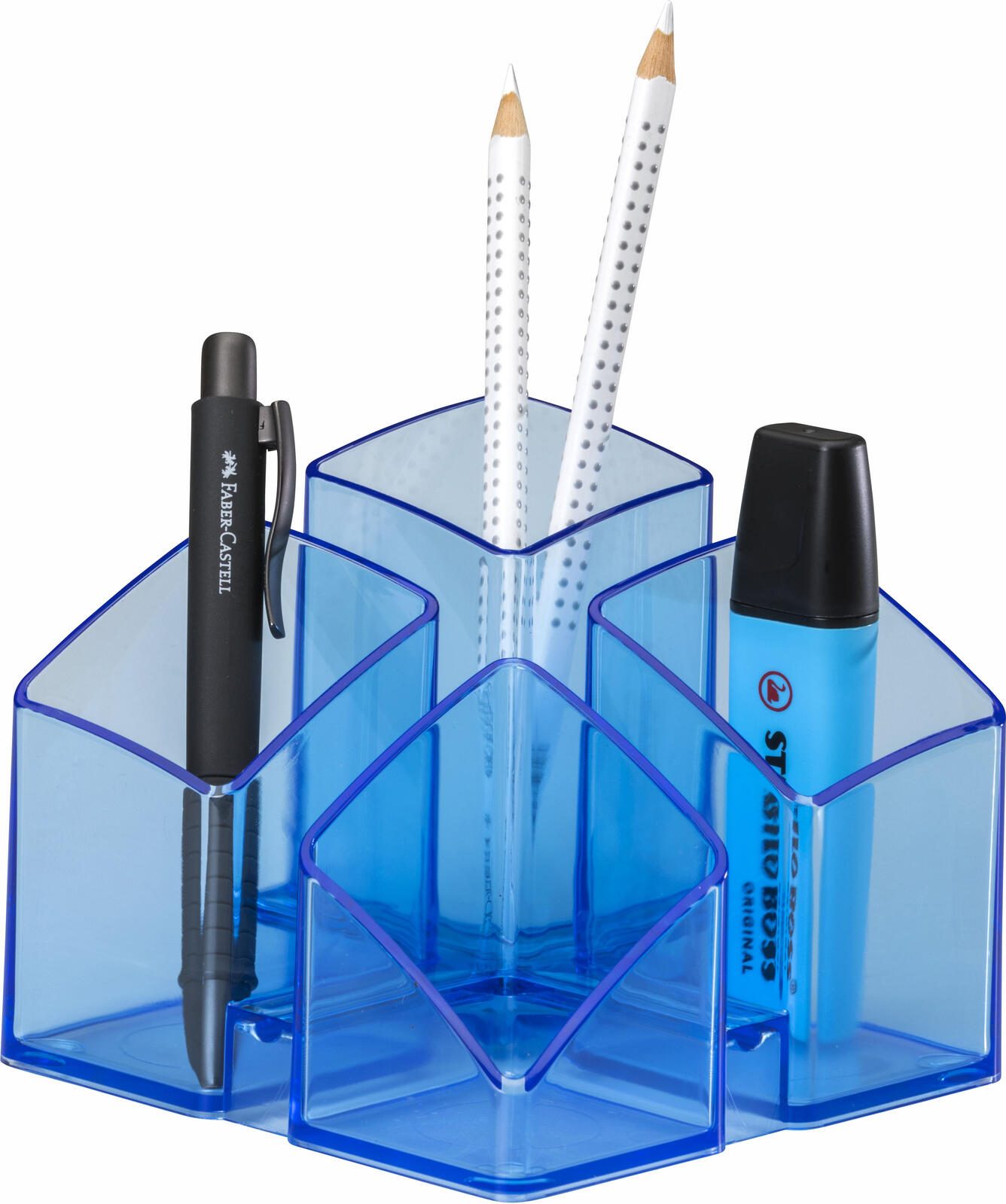 HAN SCALA Porte-crayons 12,5 x 12,5 x 10,0 cm bleu-transparent