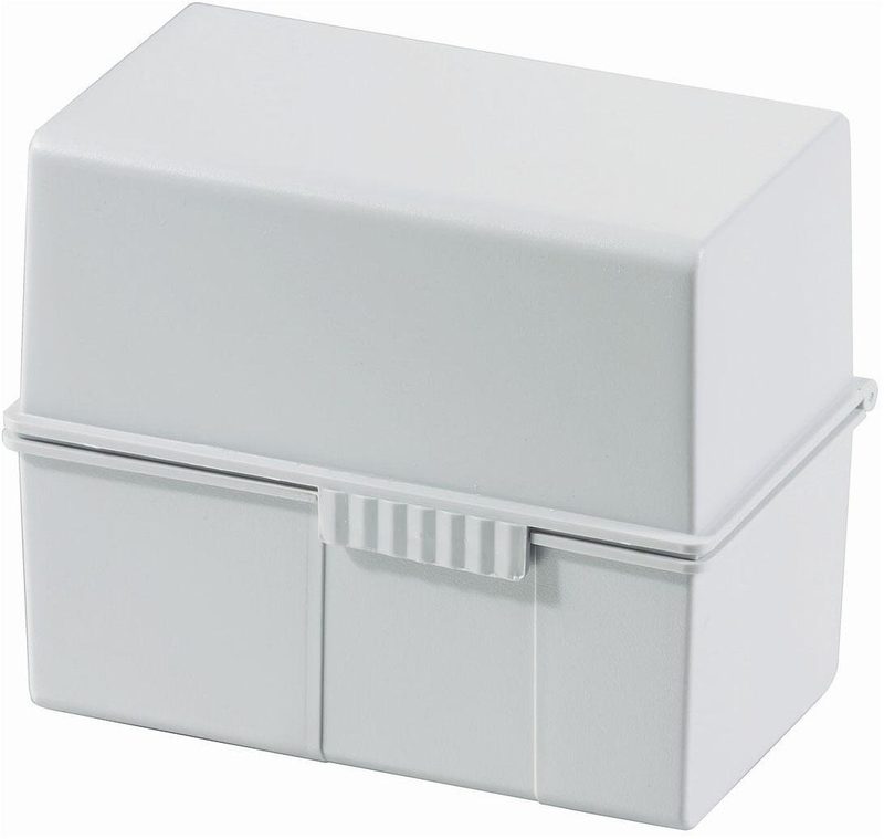 Boîte à fiches HAN 977-11 Gris clair nombre max. de fiches : 300 fiches DIN A7 paysage charnière en acier, couvercle utilisable comme bac supplémentaire