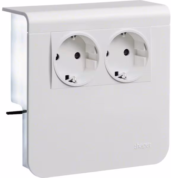 Hager SL200809009016 Support d'appareil 2 prises pré-câblé 20x80mm, blanc trafic