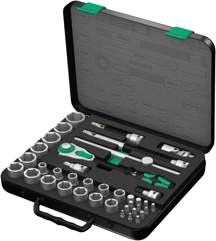 Wera 8100 SC 4 Jeu de douilles Zyklop Speed 1/2" - 38 pièces