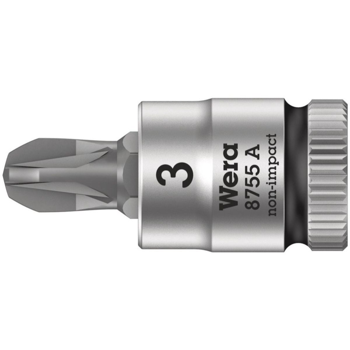 Douille à cliquet Wera Bitnuss 8755 A, PZ 3, 28 mm, entraînement 1/4", chromée mate