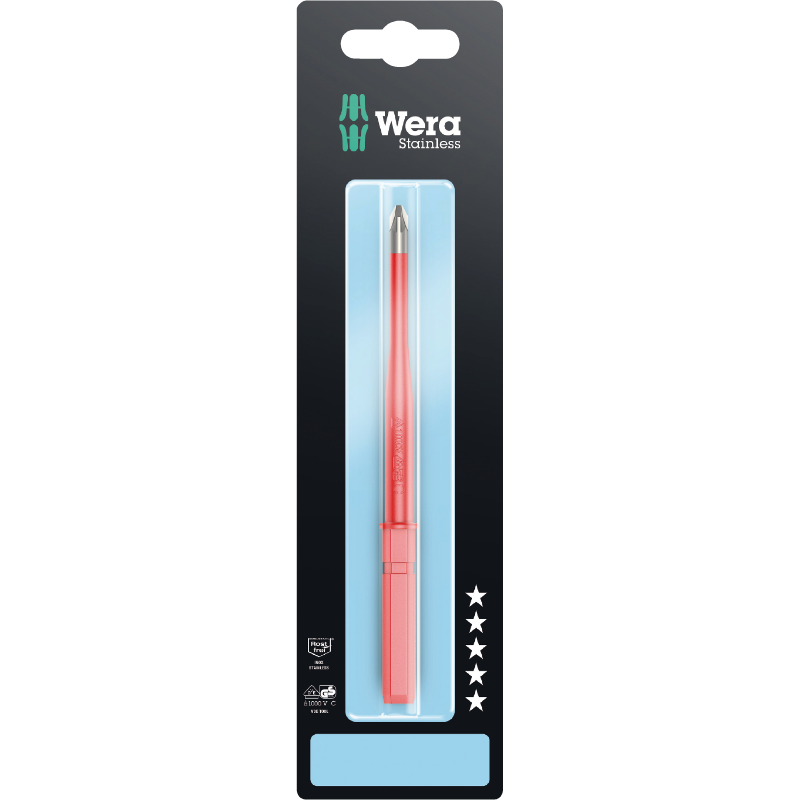 Tournevis Wera Kraftform Kompakt VDE 3065 iS PZ SB, acier inoxydable, PZ 2 x 154 mm