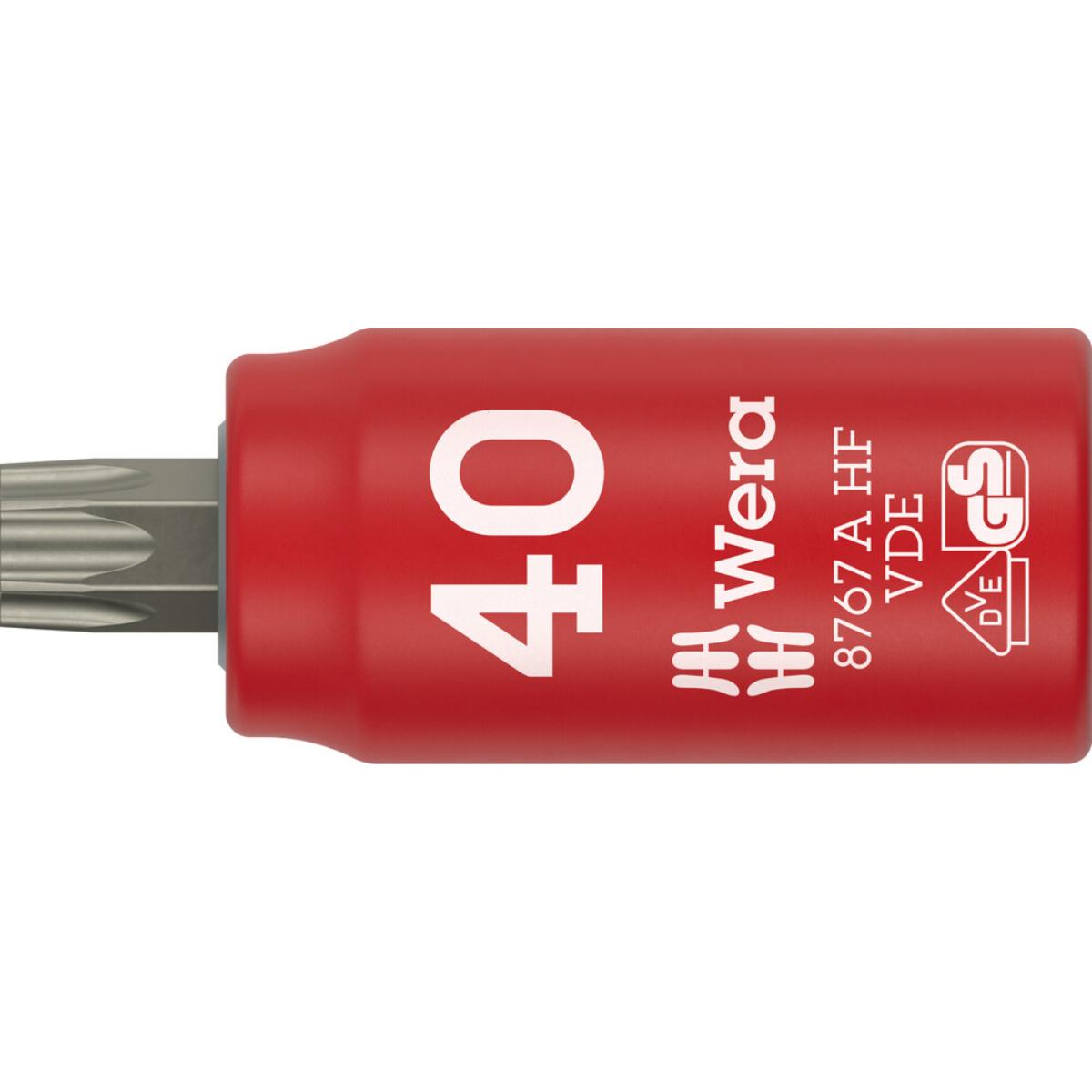 Douille hexagonale TORX® Zyklop isolée Wera 8767 A VDE, 1/4", TX 40 x 36 mm, avec fonction de maintien