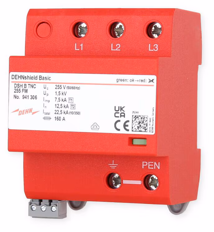 Parafoudre combiné optimisé DEHNshield Basic, Type 1 + Type 2 selon EN 61643-11 à base d'éclateurs
