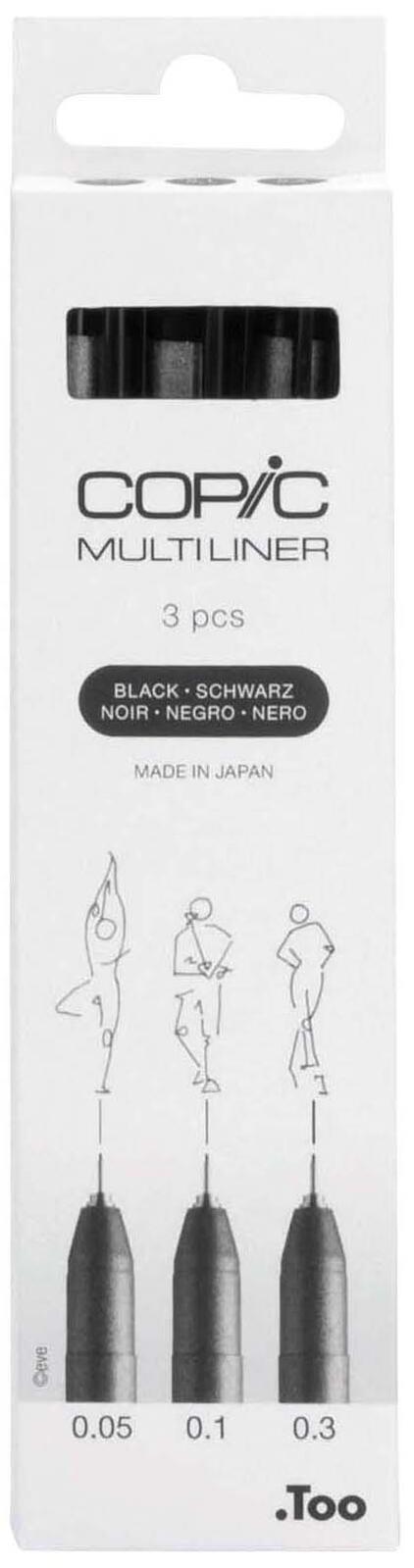 Set de feutres COPIC® Multiliner Noir (1 pack = 3 stylos) — lot de 3 pièces
