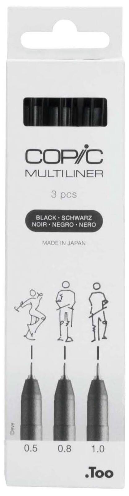 COPIC® Multiliner Fineliner Noir 1 boîte = 3 pièces — lot de 3 pièces