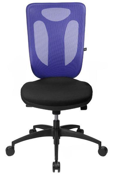 Topstar Net Pro 100 Chaise de bureau pivotante bleue, tissu, base en plastique, réglable en hauteur