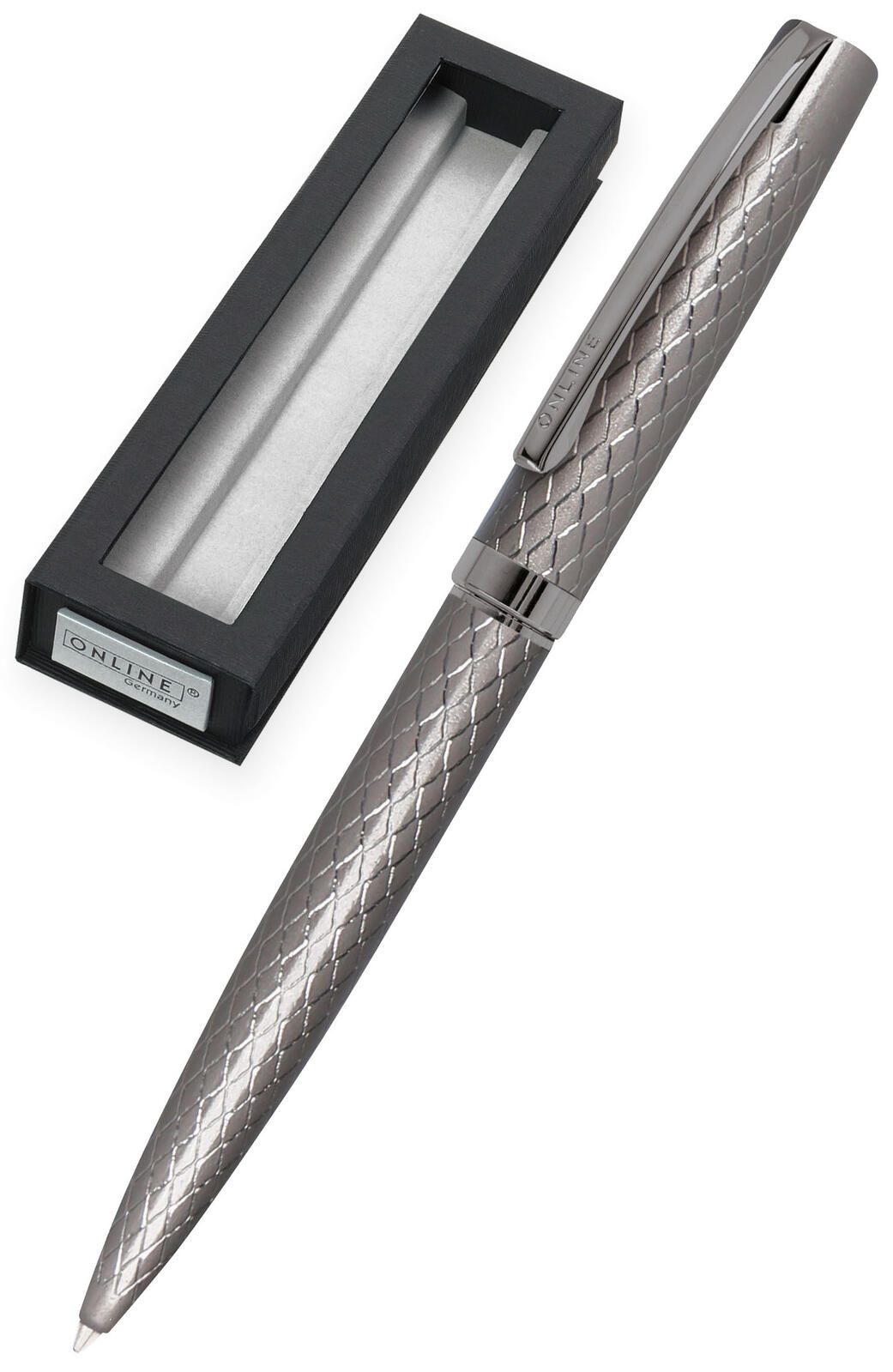 ONLINE® Stylo à bille 0,6 mm argenté, couleur d'écriture : noir