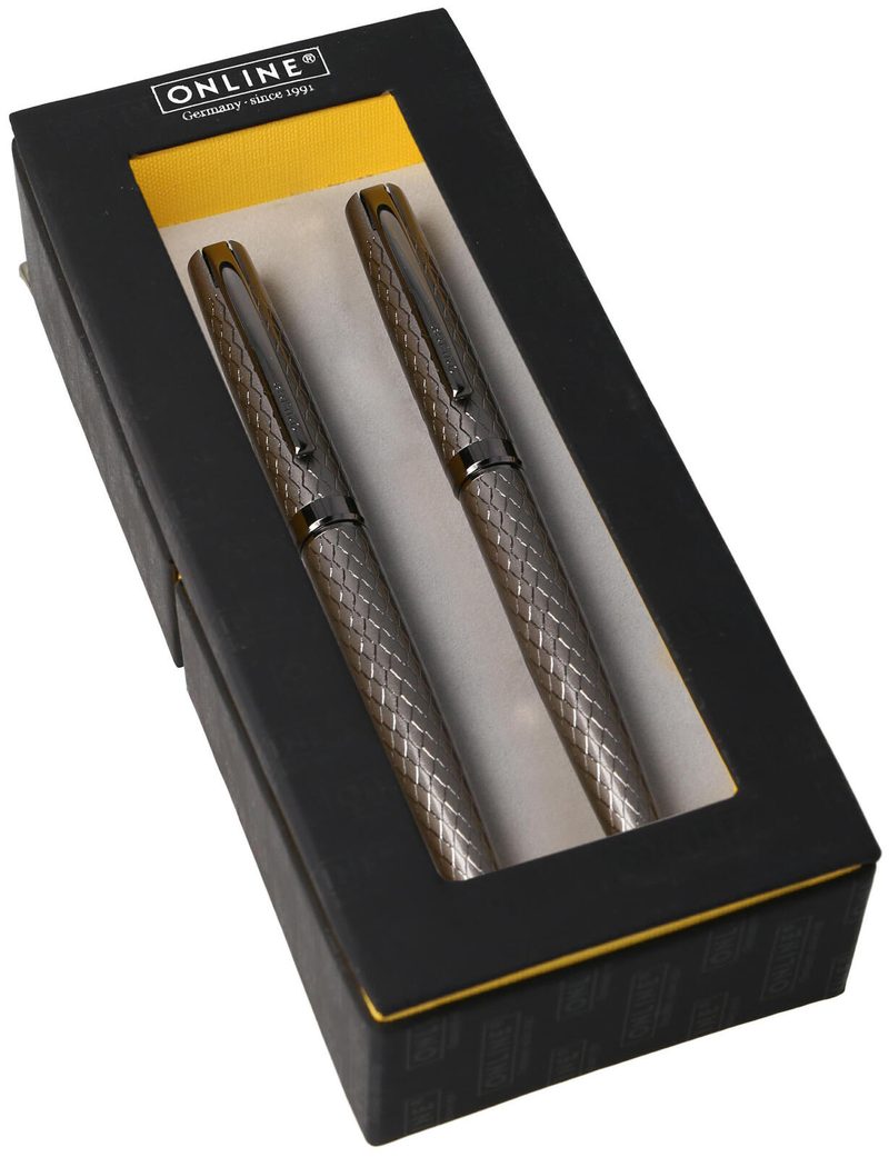 ONLINE® Coffret d'écriture Eleganza argent 1 set = 2 pièces — lot de 2 pièces