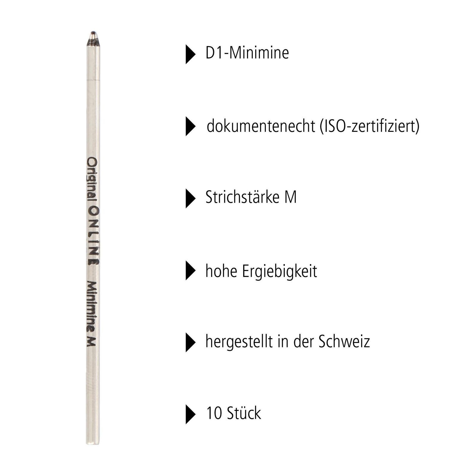 ONLINE® Mines pour stylo à bille Noir 1 boîte = 10 pièces — lot de 10 pièces