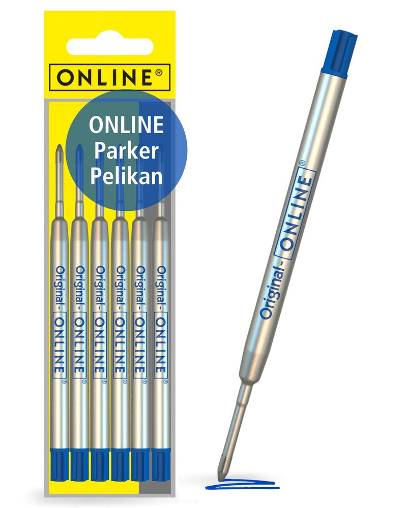 ONLINE® Mines pour stylo à bille 6 pièces 0,6 mm Bleu 1 boîte = 6 pièces — lot de 6 pièces