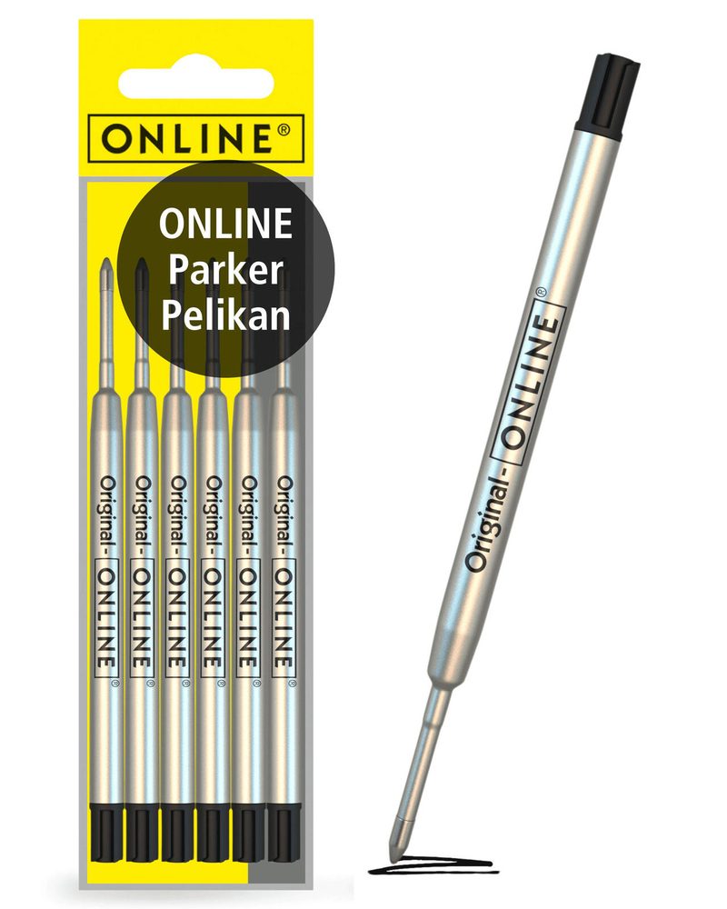 ONLINE® Mines pour stylo à bille 6 pièces 0,6 mm Noir 1 boîte = 6 pièces — lot de 6 pièces