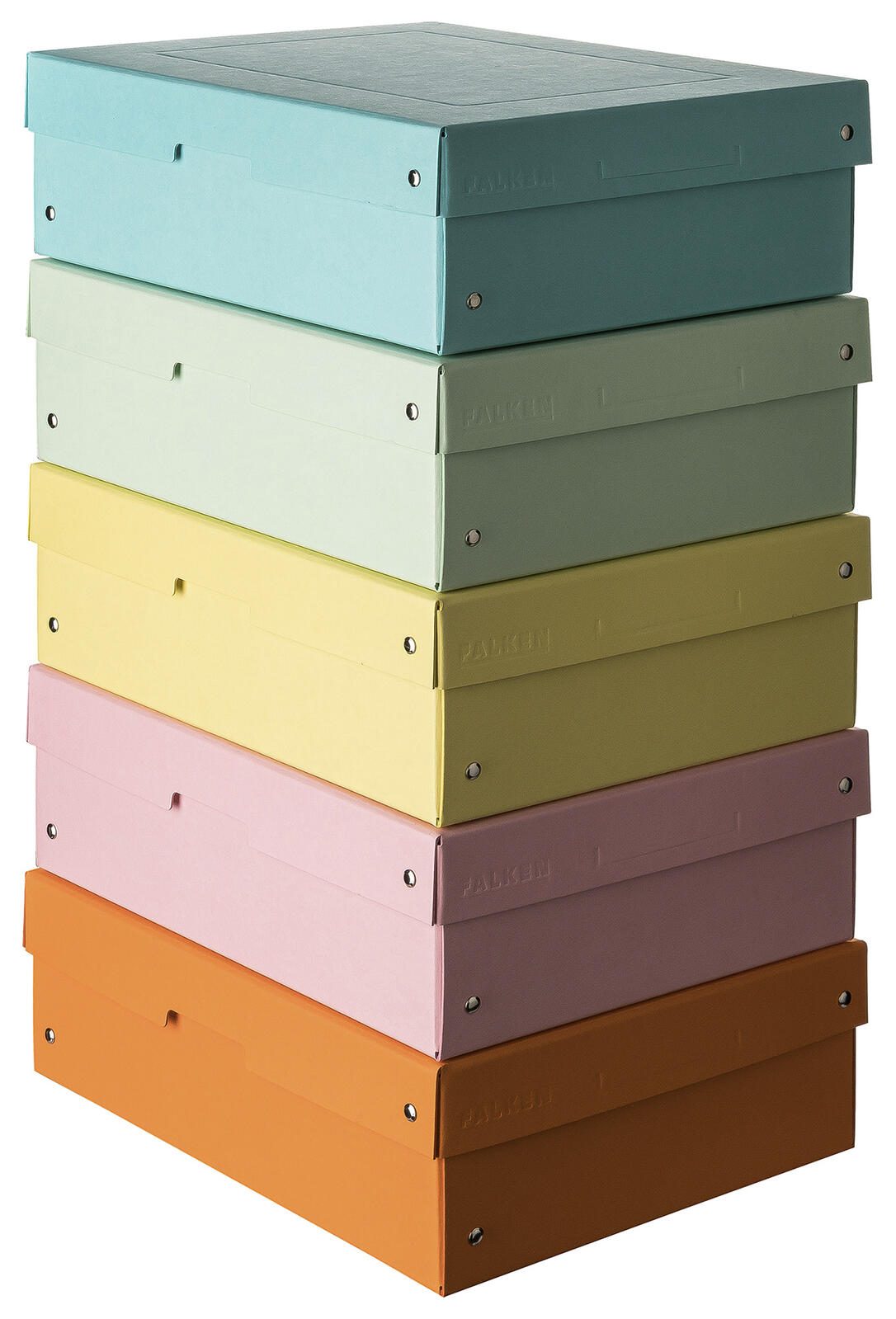 FALKEN PURE Boîte de rangement 1250 feuilles pastel orange, pastel bleu, pastel rose, pastel vert, pastel jaune 24,0 x 32,0 x 10,0 cm, 5 pièces — lot de 5 pièces