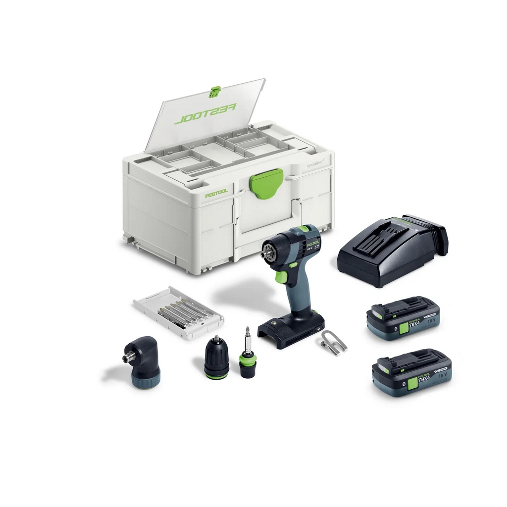 Perceuse-visseuse sans fil Festool TXS 18 TBX4,0 I-Set, 2 batteries 4,0 Ah TBX et chargeur dans Systainer