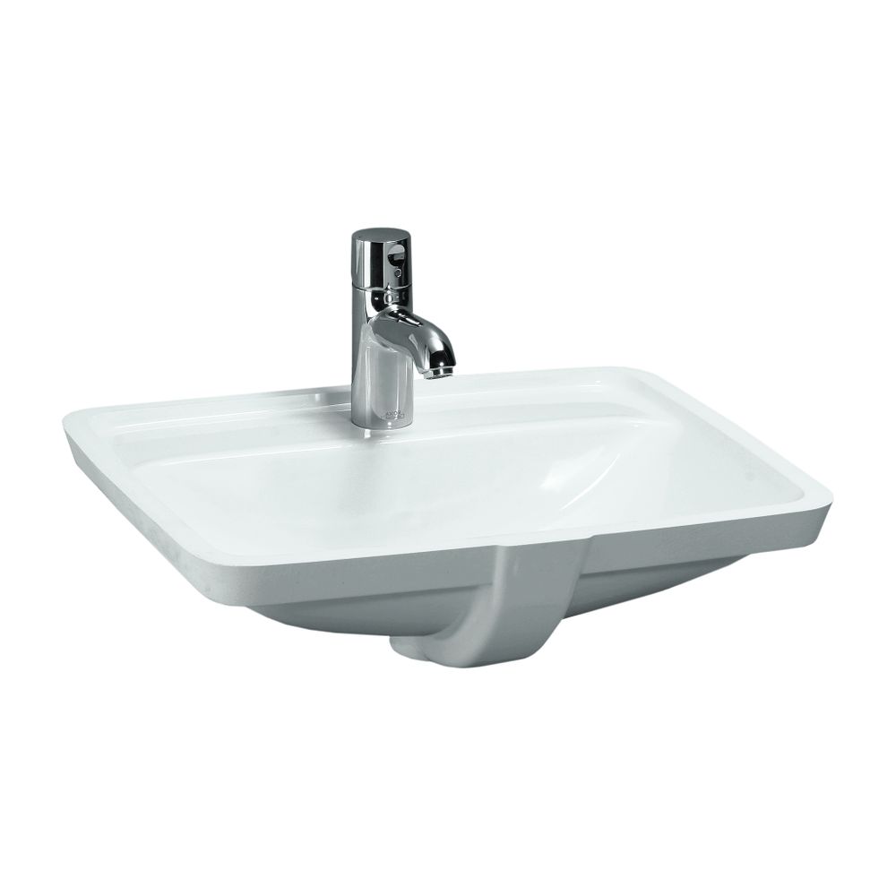 Laufen Plan vasque encastré Pro S 400x525x170 mm, montage par dessous, sans trou de robinet, avec trop-plein et bandeau à trou de robinet, blanc