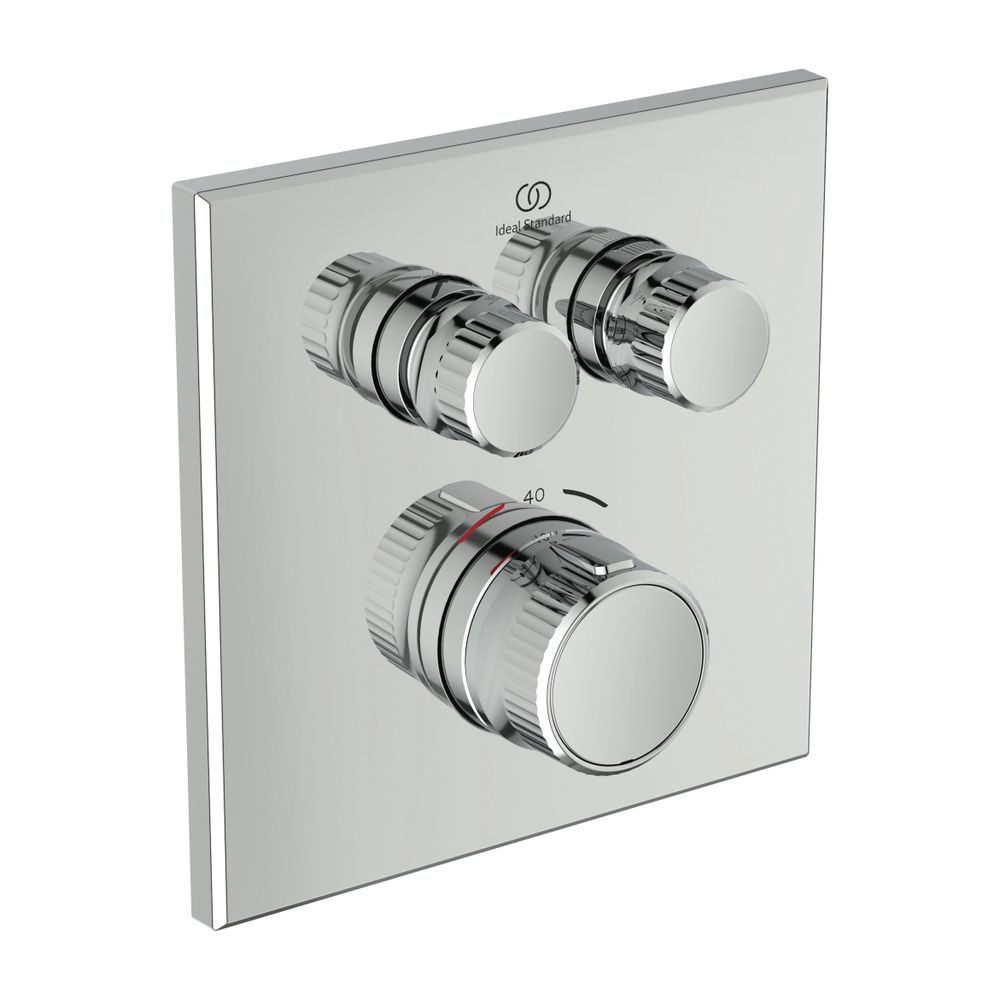 Ideal Standard Mitigeur thermostatique de douche encastré Ceratherm Navigo 2 consommateurs, carré, chromé