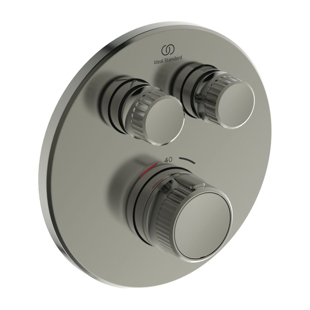 Thermostat de douche encastré Ideal Standard Ceratherm Navigo 2 consommateurs, rond, Silver Storm