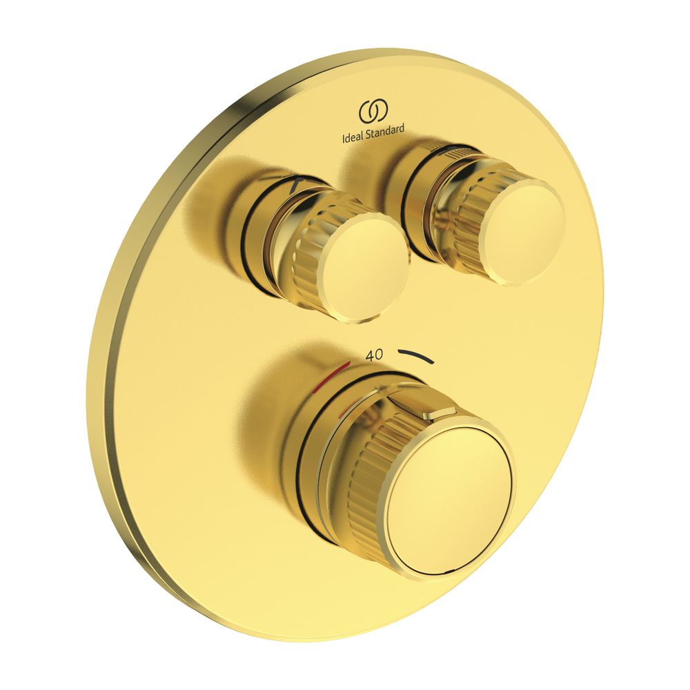Thermostat de douche encastré Ideal Standard Ceratherm Navigo 2 consommateurs Rond Or brossé