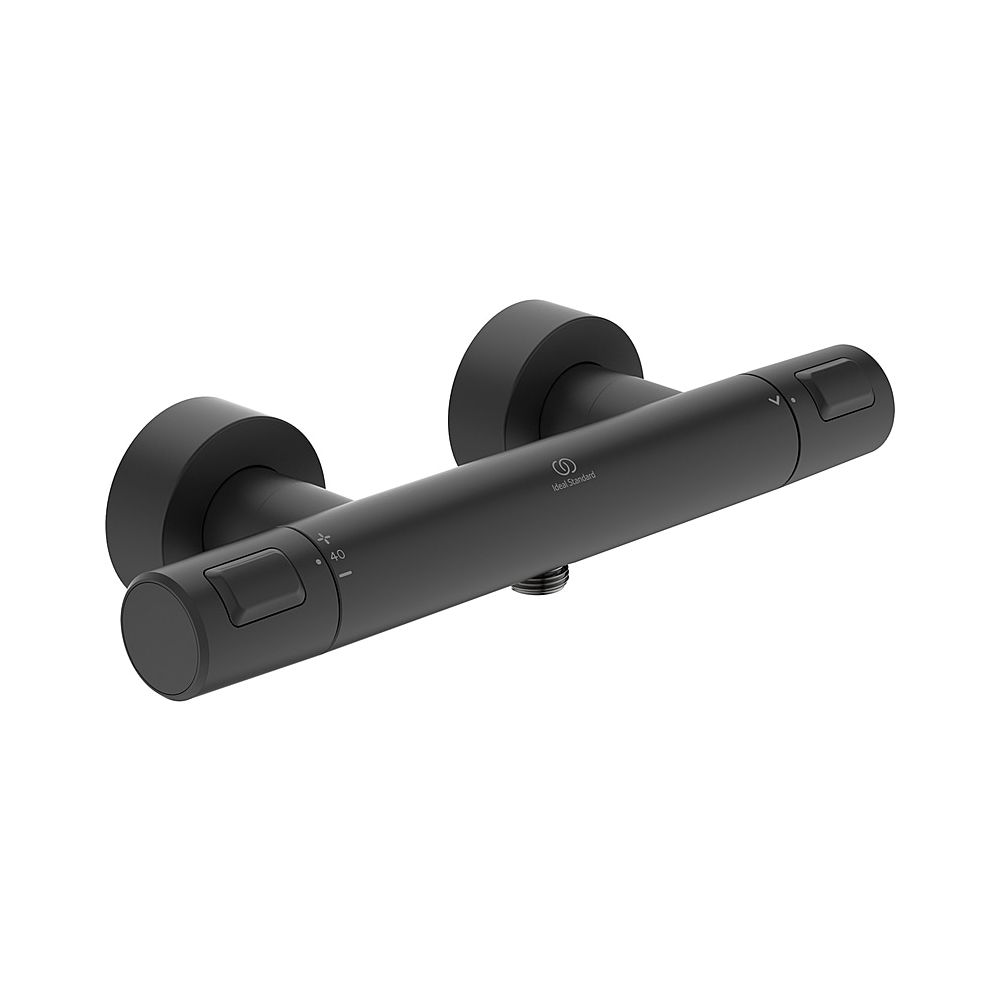 Thermostat de douche Ideal Standard CeraTherm T25, montage en saillie, sortie 80 mm, Silk Black