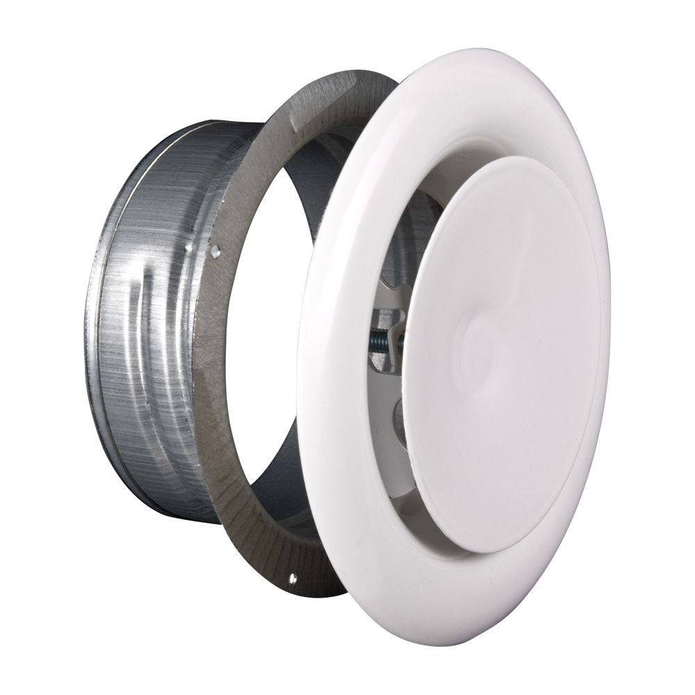 Glen Dimplex Soupape d'air neuf DN 125 ronde à baïonnette avec bague de montage, tôle d'acier, blanc