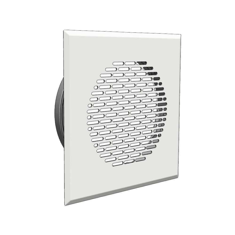 Ventilateur de conception Glen Dimplex Stripes carré, 160x160mm DN 125 avec filtre G3 et obturateur de débit d'air, blanc RAL 9016