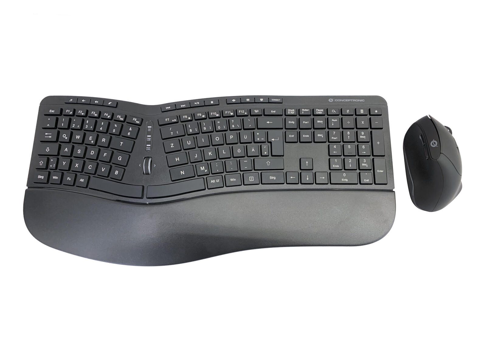 Set clavier et souris sans fil Conceptronic ORAZIO ERGO - Noir (AZERTY)