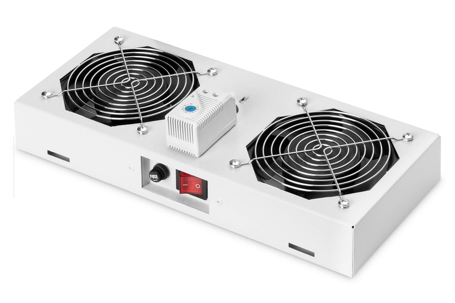 Module de ventilation de toit Digitus pour boîtiers muraux 19" 2 ventilateurs RAL7035 gris