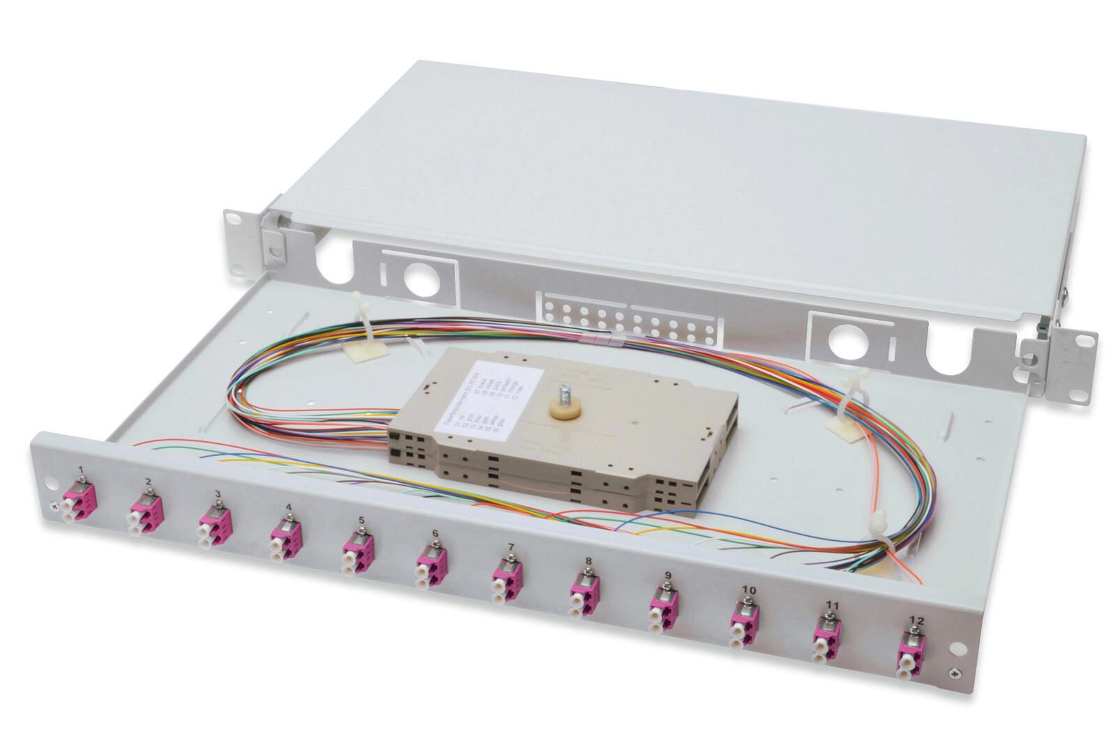 Digitus Boîte de raccordement fibre optique, 1U, pré-équipée, 12x LC DX, OM4