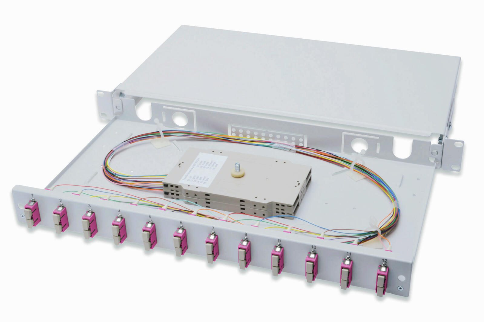 Digitus Boîte de raccordement pour fibres optiques, 1U, équipée, 12x SC DX, OM4