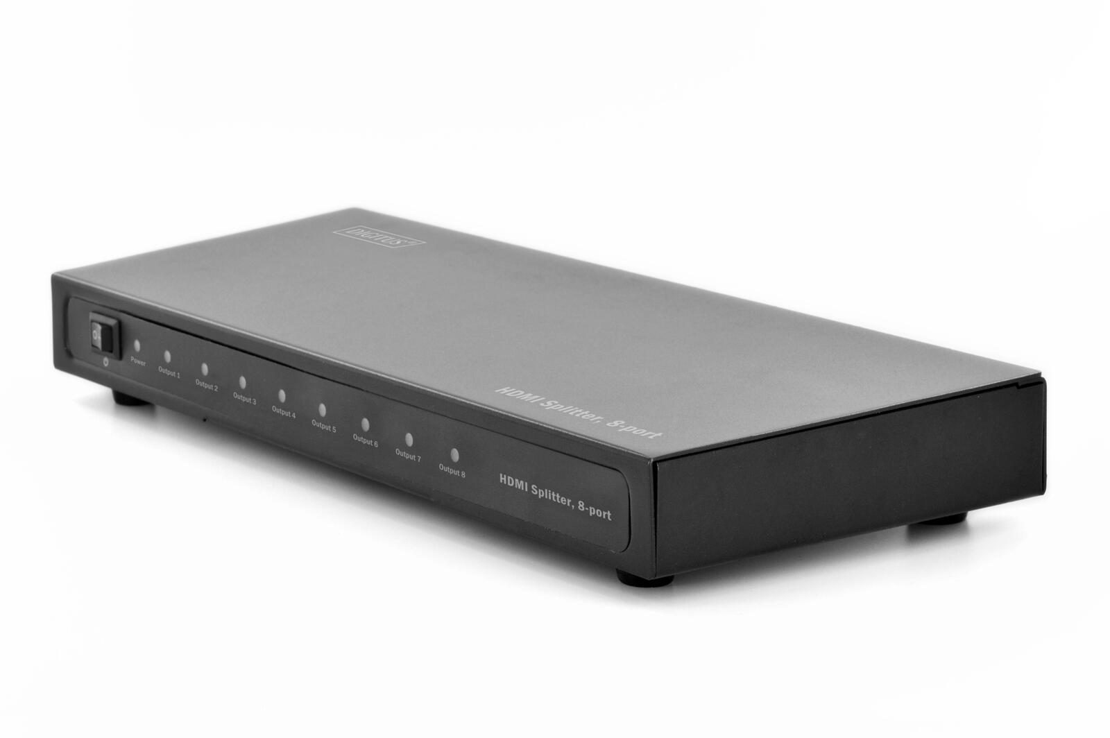 Digitus HDMI Splitter 8 ports, 1080p, 3D, High Speed 2,25 GHz/225 MHz, boîtier métallique, noir