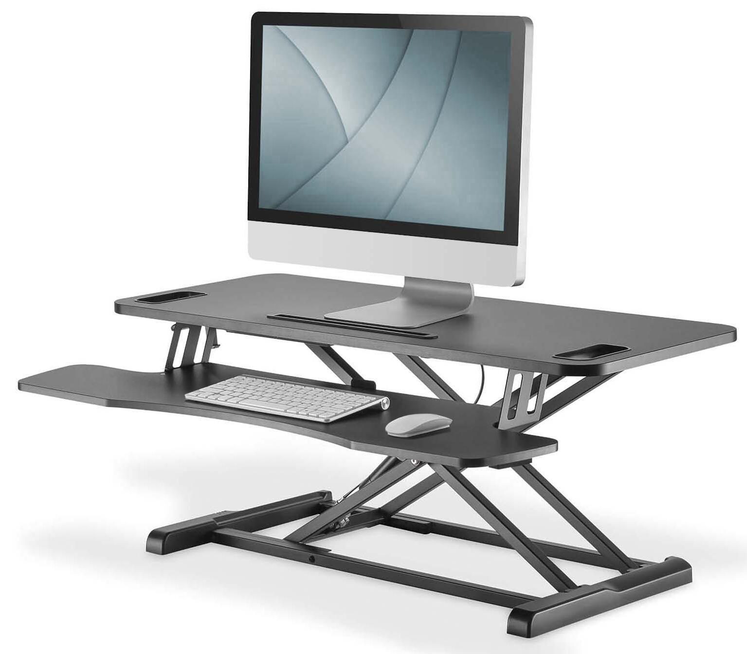Digitus Poste de travail assis-debout réglable en hauteur 95x61x10-50cm, avec support clavier et souris
