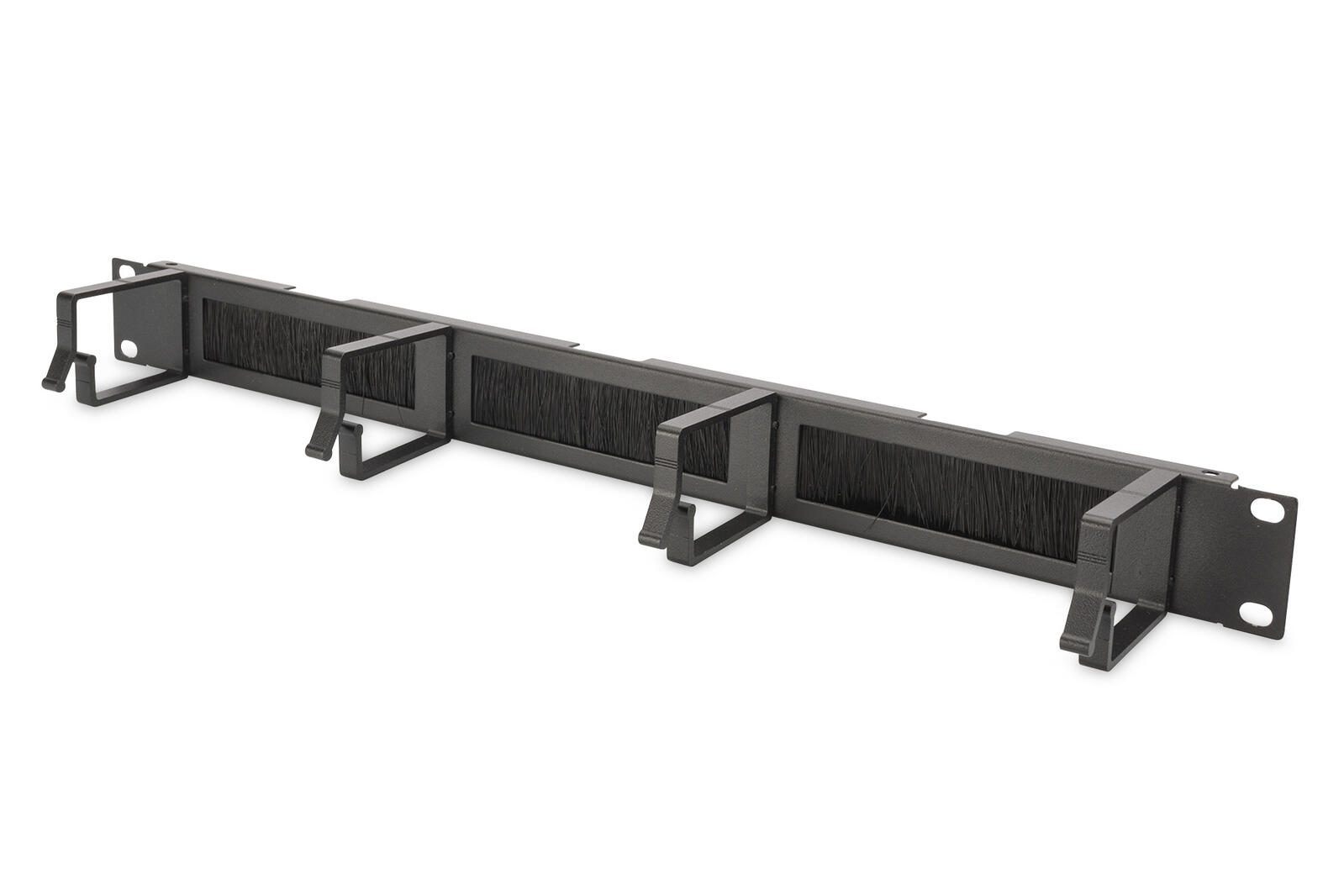 Digitus panneau de gestion de câbles 1U avec 4 guides en aluminium et bandes à brosses RAL 9005 Noir (DN-97663)