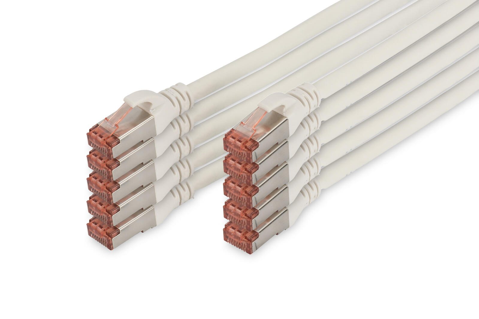 Câble de raccordement DIGITUS CAT 6 S-FTP, cuivre, LSZH AWG 27/7, longueur 3 m, 10 pièces, blanc