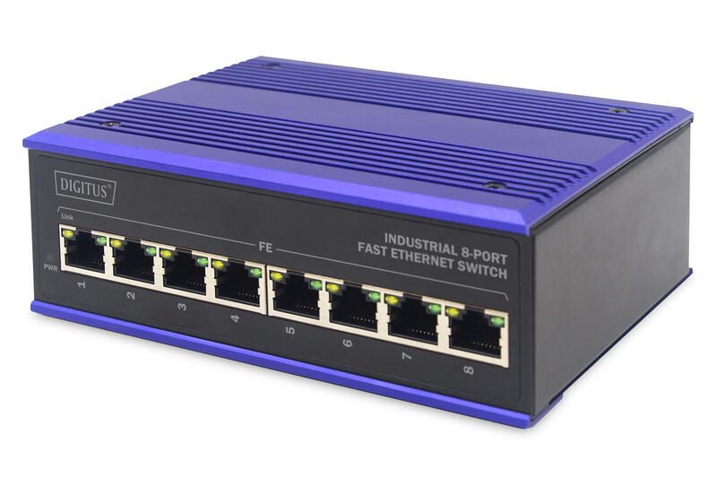 Switch réseau industriel Digitus DN-650106 Fast Ethernet (10/100) - Noir/bleu