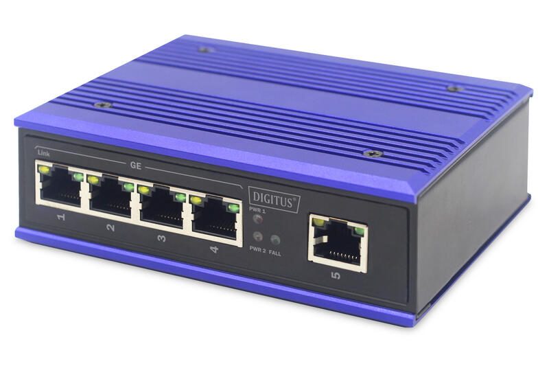 Switch Gigabit Ethernet industriel Digitus DN-651118 (10/100/1000) Noir, Bleu