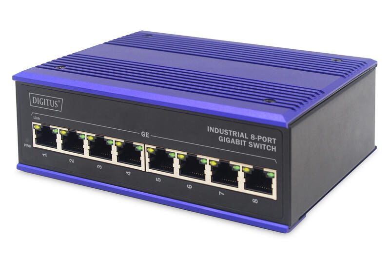 Switch Gigabit Ethernet industriel DIGITUS DN-651119 (10/100/1000) Noir, Bleu