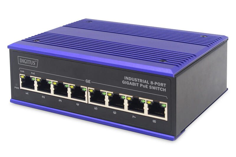 Digitus DN-651121 Commutateur réseau Gigabit Ethernet (10/100/1000) Power over Ethernet (PoE) Noir, Bleu