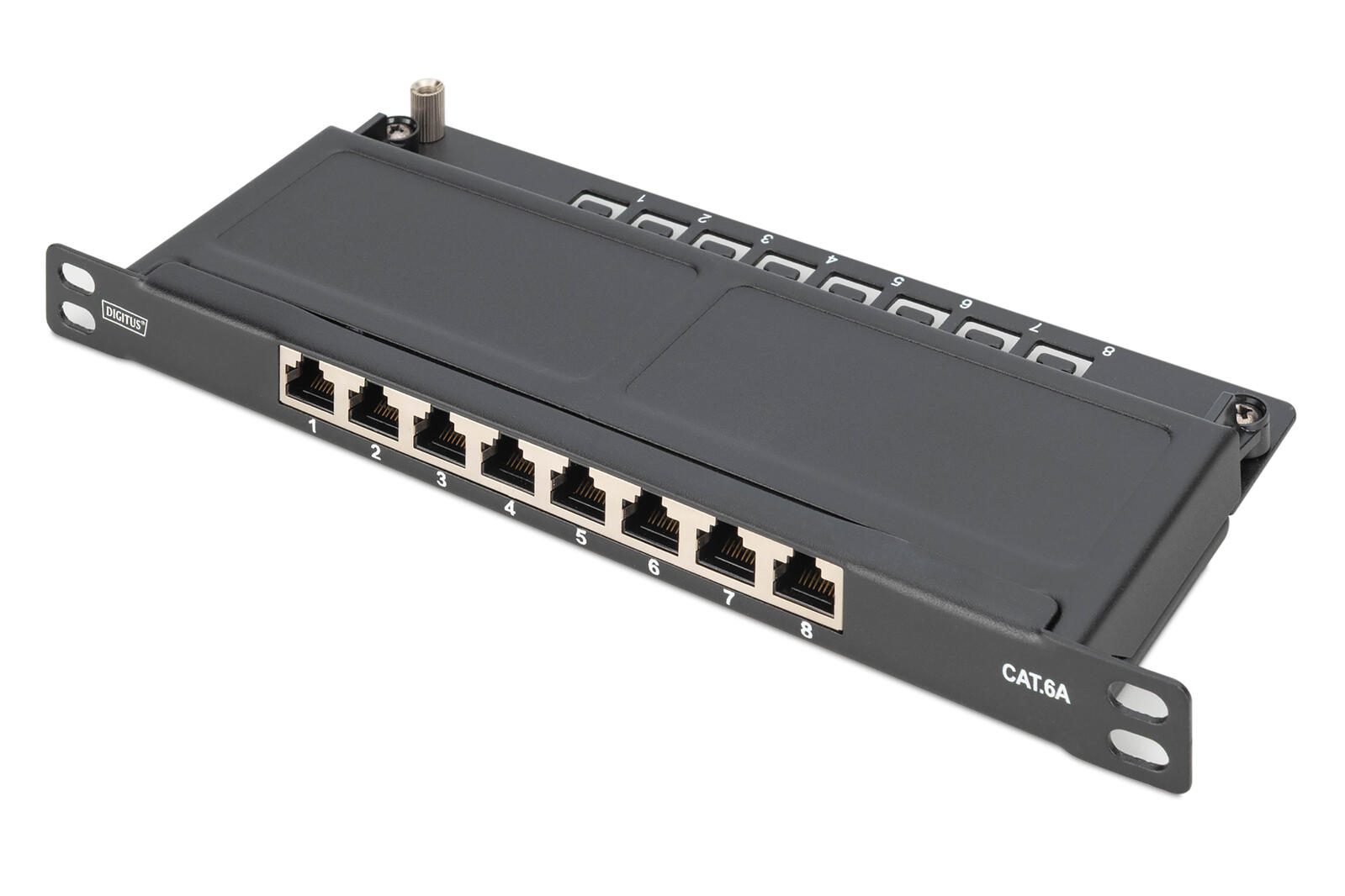 Digitus Panneau de brassage CAT 6A Slim, blindé, 8 ports, 0,5 U, 10", noir