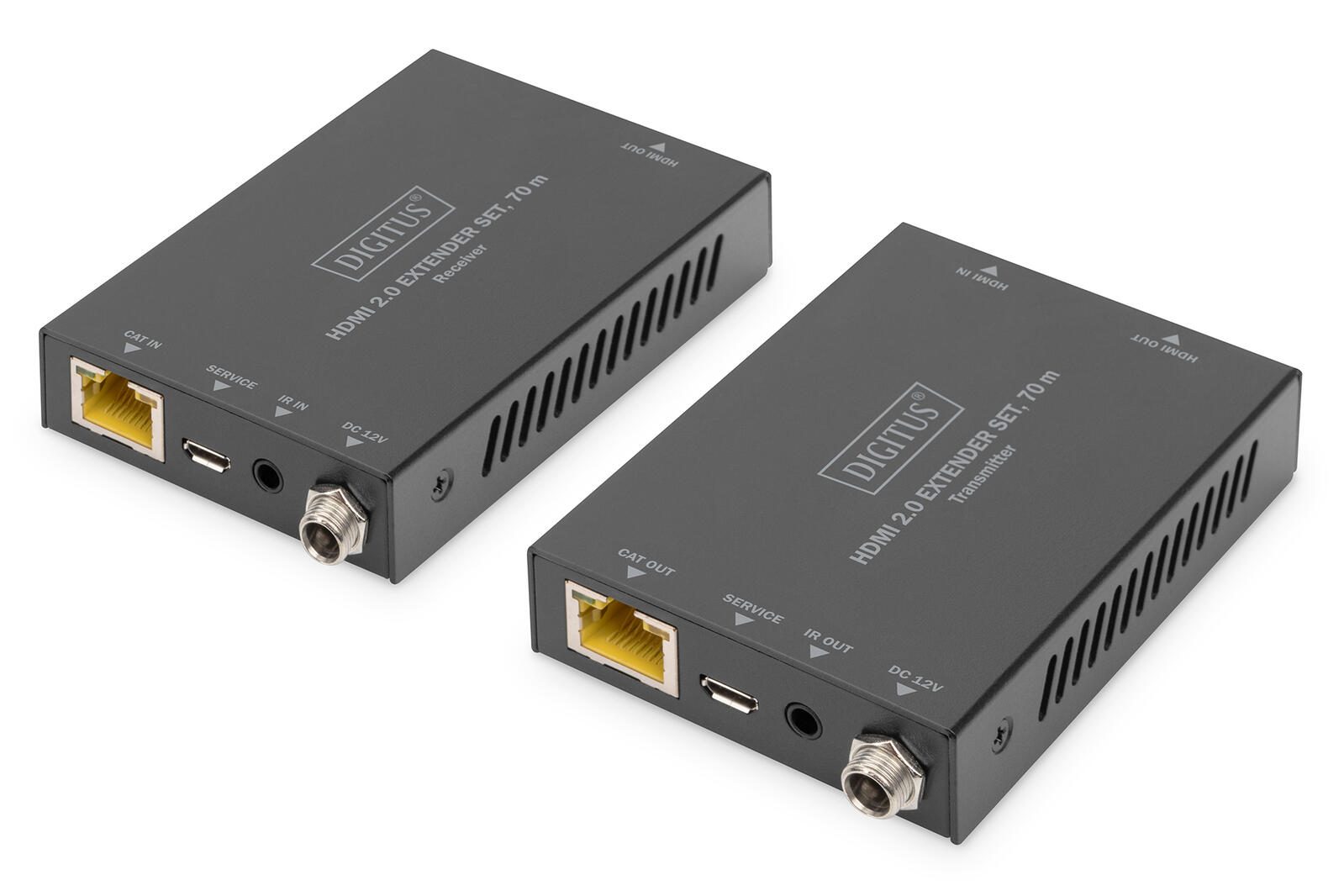 Kit d'extension HDMI 2.0 Digitus, 70 m 4K/60 Hz, 18 Gbps, HDCP 2.2, HDR, PoC