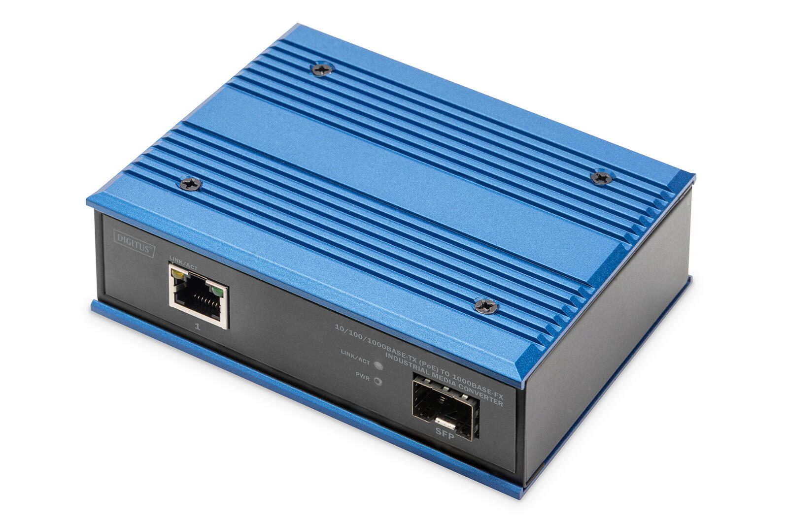 Convertisseur média industriel Gigabit Ethernet PoE+ Digitus SFP Open Slot, sans module SFP