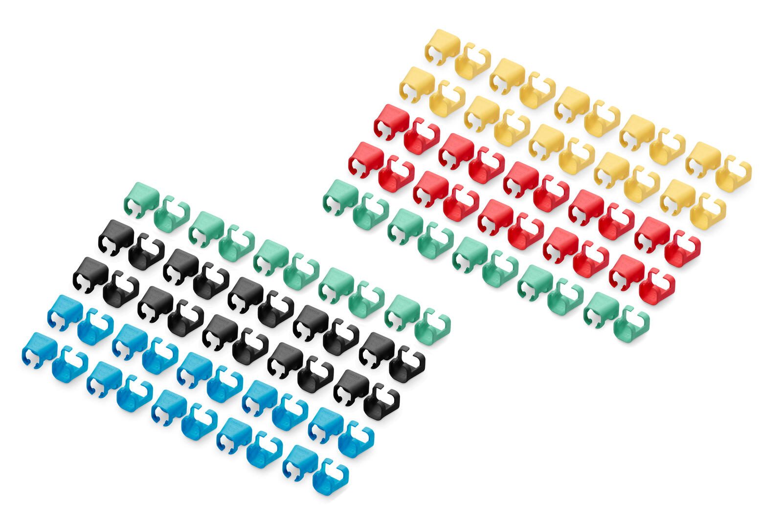 Clips de couleur pour câbles réseau Digitus - Lot mixte (20 pièces par couleur : rouge, vert, bleu, jaune, noir)