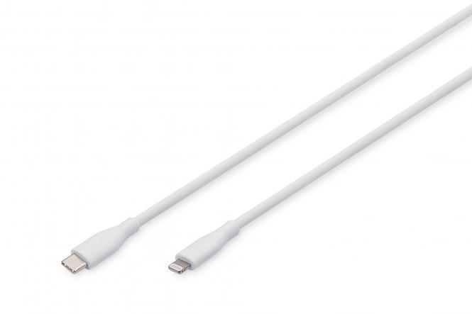 Câble de connexion Lightning en silicone Digitus, USB-C vers Lightning, 1 m, blanc
