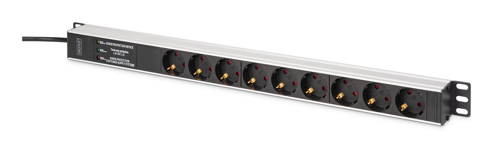 Unité de distribution électrique Digitus DN-95438 (PDU) 9 sorties AC 1U Noir, Argent