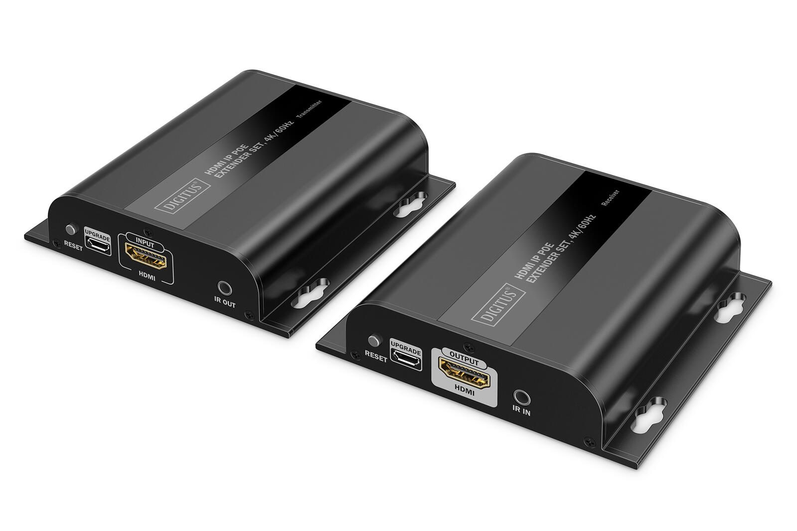 Set Extendeur HDMI IP Digitus, 4K/60Hz 120/200 m, PoE, Un-à-Plusieurs, CAT, Noir