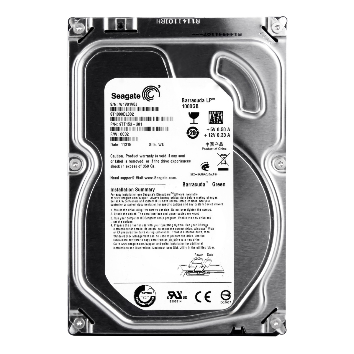 SEAGATE BARRACUDA LP 1TB 5.9K 32MB SATA II 3.5'' ST1000DL002
