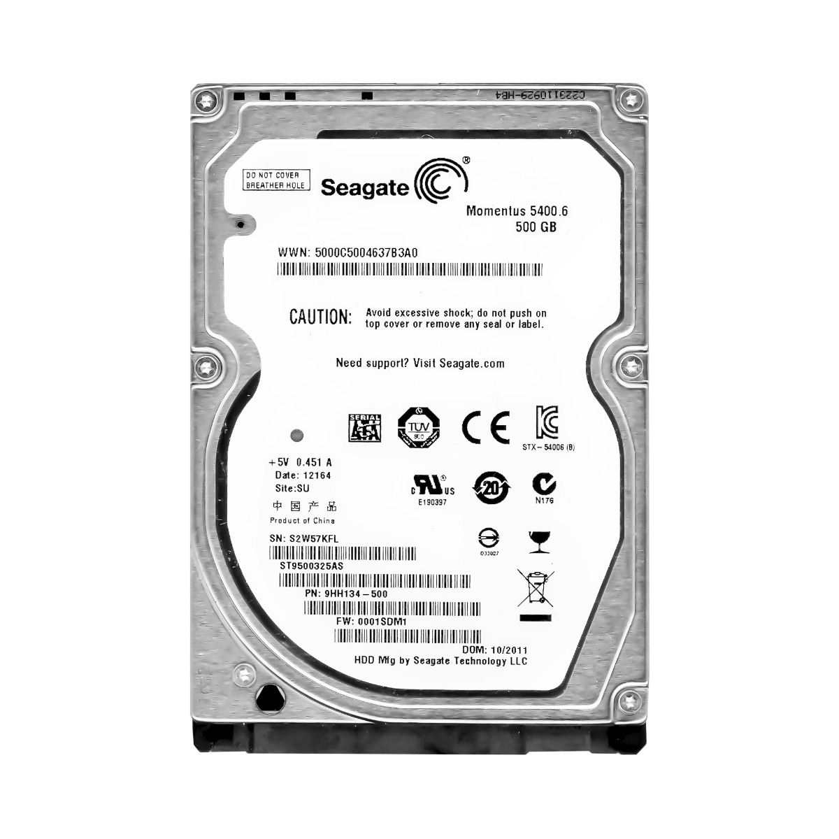SEAGATE MOMENTUS 5400.6 500 Go 5,4K 8 Mo SATA II 2,5'' ST9500325AS