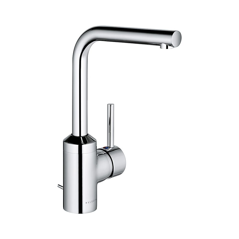 Robinet mitigeur monocommande KLUDI BOZZ pour lavabo DN 15 avec garniture d'évacuation, commande latérale, chromé