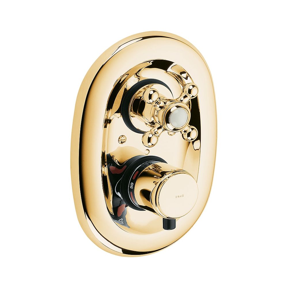 Robinetterie thermostatique encastrée KLUDI 1926, jeu de finition, vanne d'arrêt dorée