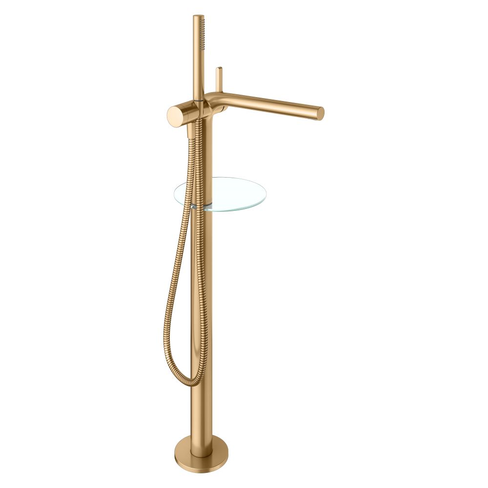 Mitigeur de baignoire Keuco Edition 400 mono-levier sur pied, hauteur de bec 737-817 mm, portée 290 mm, Laiton brossé, 51527250100