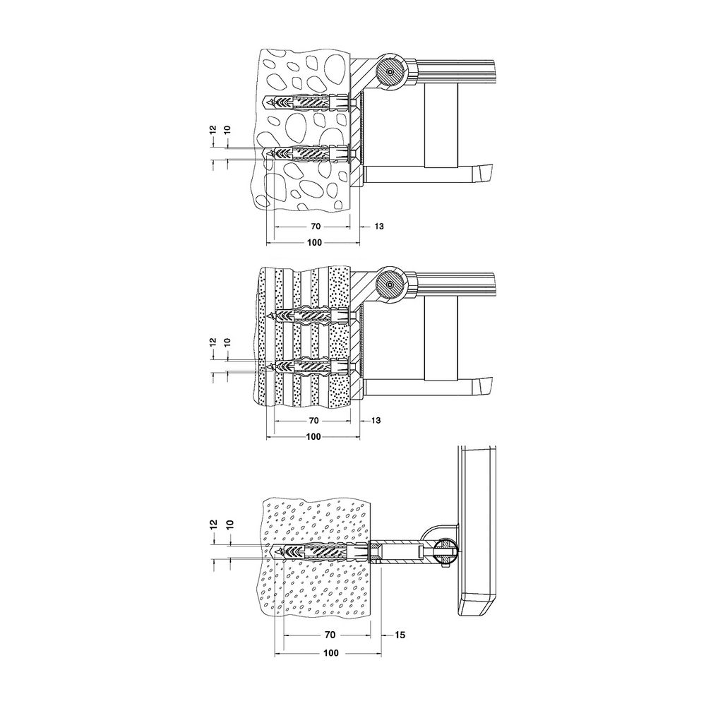 Keuco Plan Care kit de fixation 2, 2 vis à bois fraisées 10x80 mm V2A, 2 chevilles UX12, 34991000100